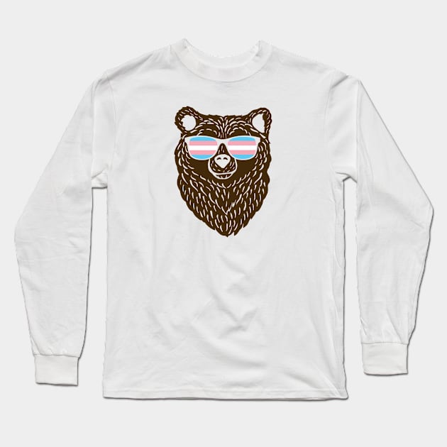 LGBTQ Bear Cool Sunglasses Progressive Transgender Flag Long Sleeve T-Shirt by Sonyi